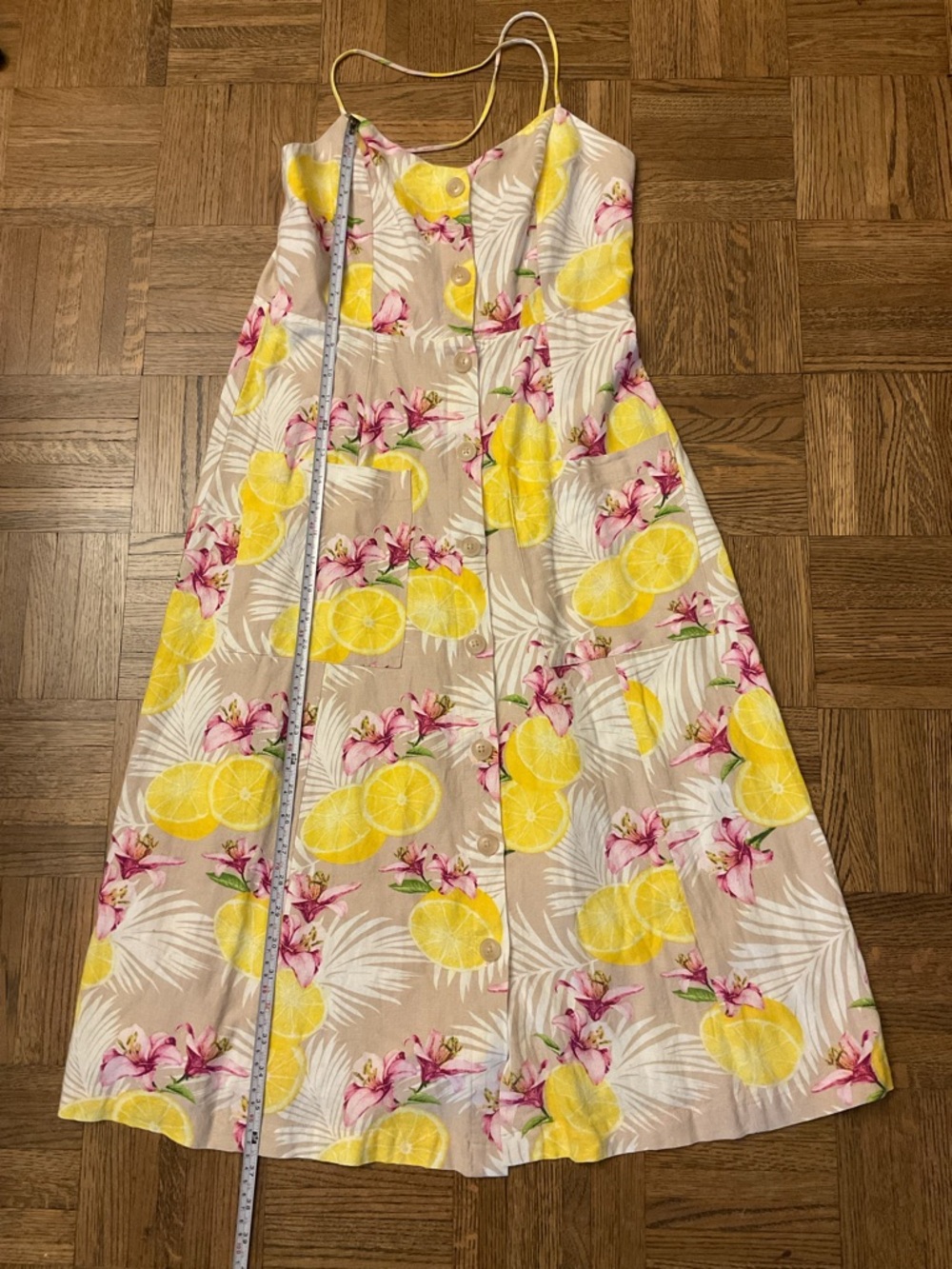 Lemon Floral Midi Linen Blend Dress - Picture 11 of 13